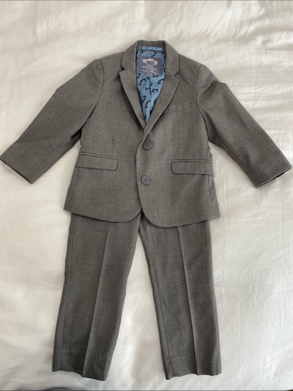 Appaman Toddler Boy Grey Two-Piece Suit with Button Down Shirt